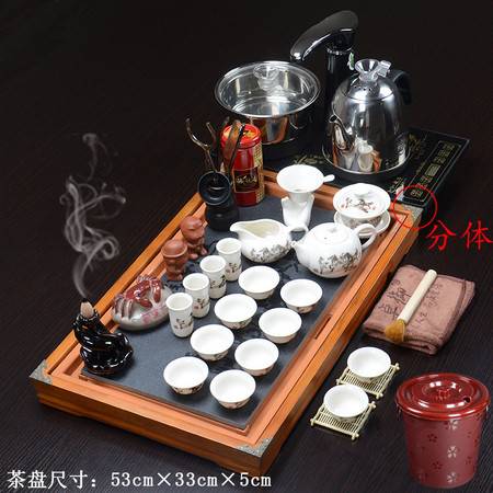 紫砂功夫茶道 馬到成功紅白瓷茶具套裝